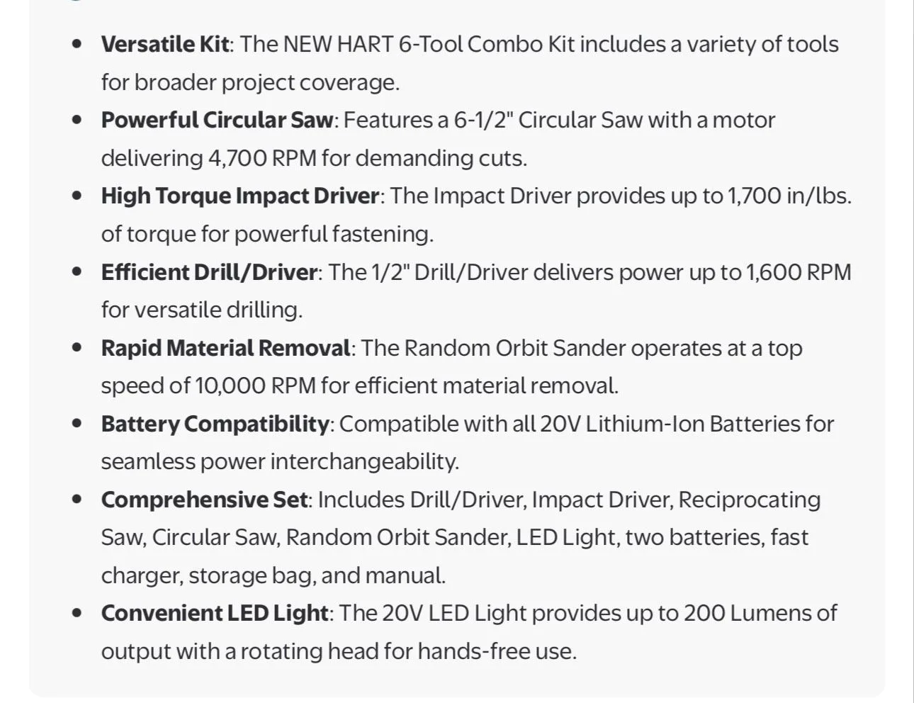 HART 20-Volt Cordless 6-Tool Combo Kit image indicator(3)