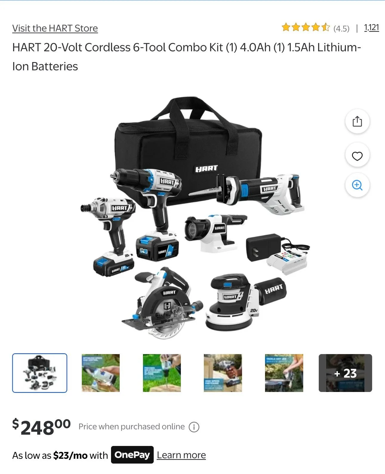 HART 20-Volt Cordless 6-Tool Combo Kit image indicator(4)