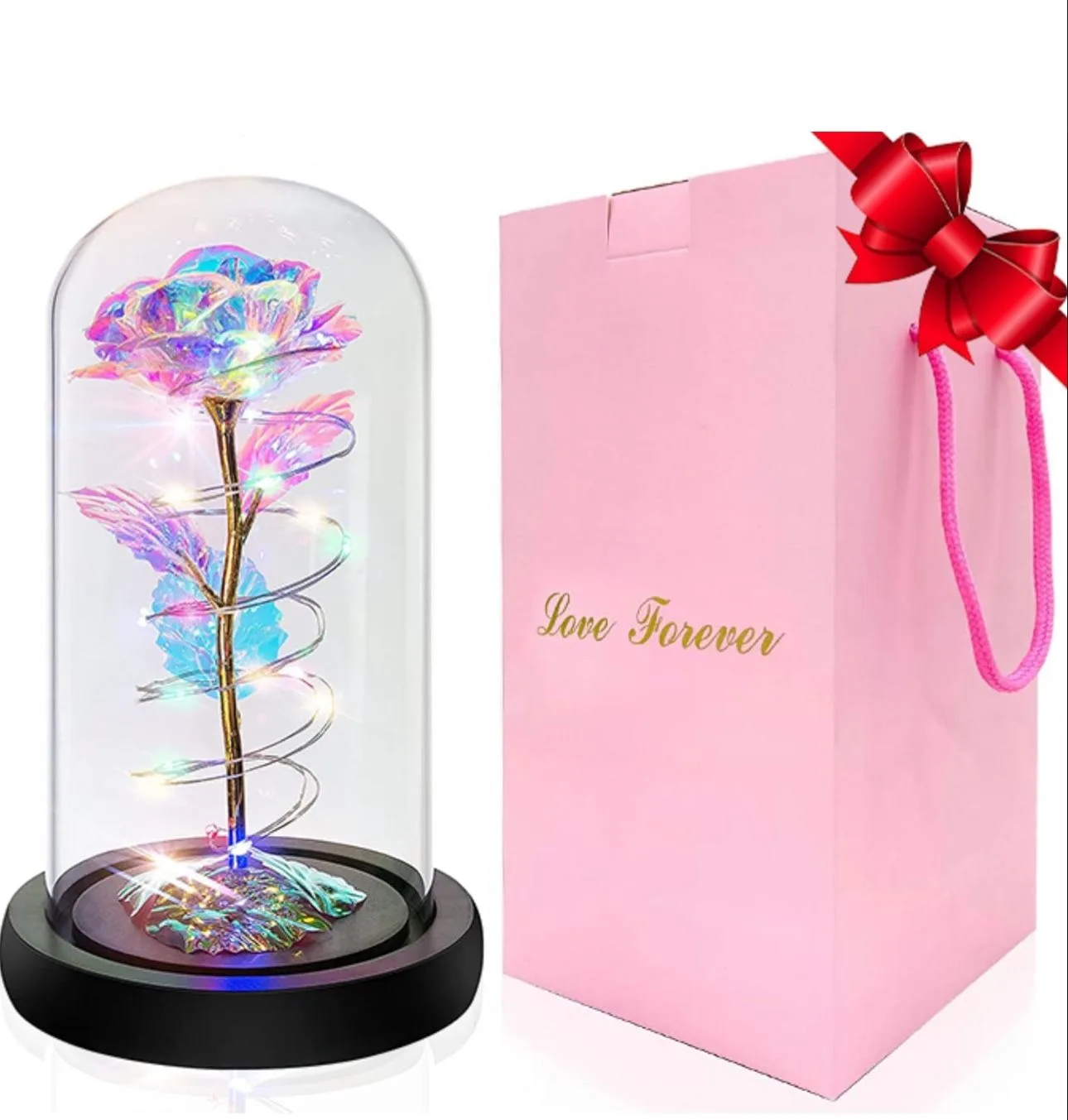 LED Forever Rose - Beauty & Beast Flower In Glass Dome image indicator(4)