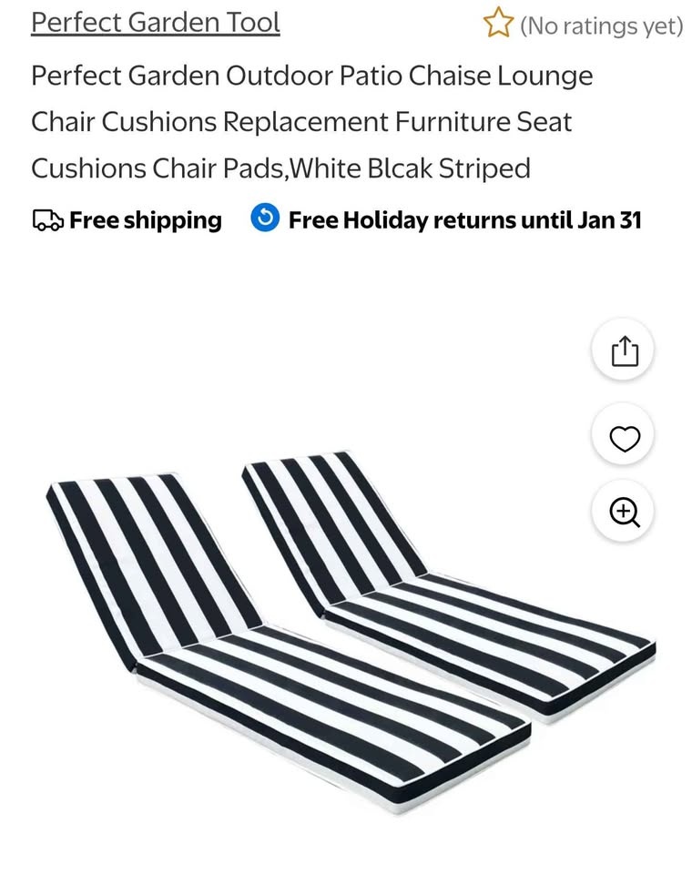 Patio Chaise Lounge Chair Cushions - 1 Pair - photo 3