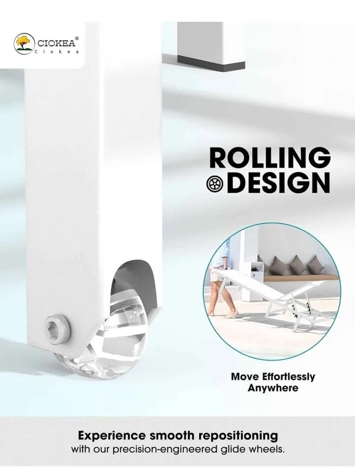 Aluminum Chaise Lounge Chair Outdoor with Wheels image indicator(4)