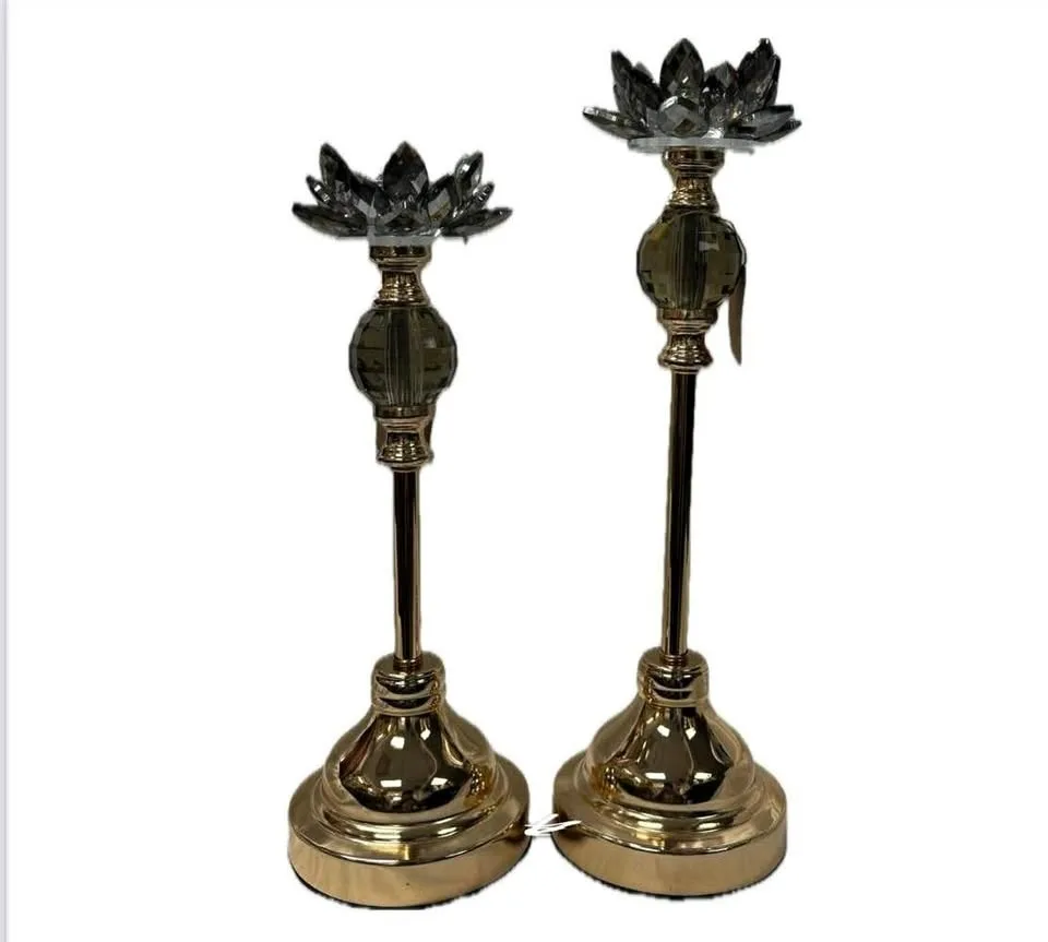 Crustal Flower Pair of Candleholder