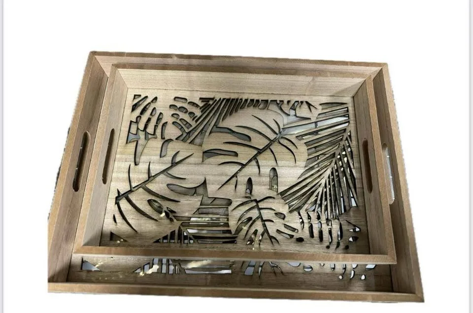 Wooden Leaf Tray Set