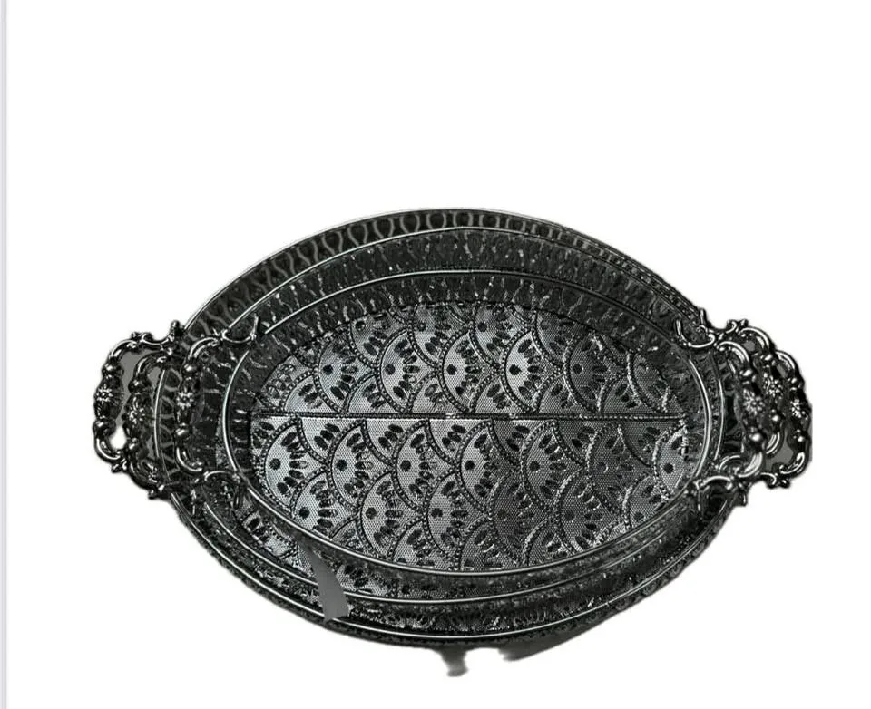 Silver 3 Piece Tray Set