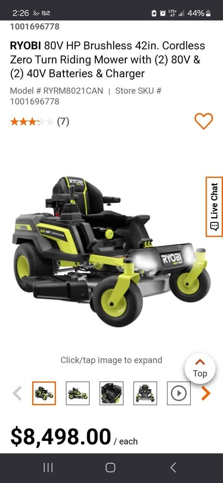 RYOBI 80V 42in. Cordless Zero Turn Riding Mower w/ bagger - photo 2
