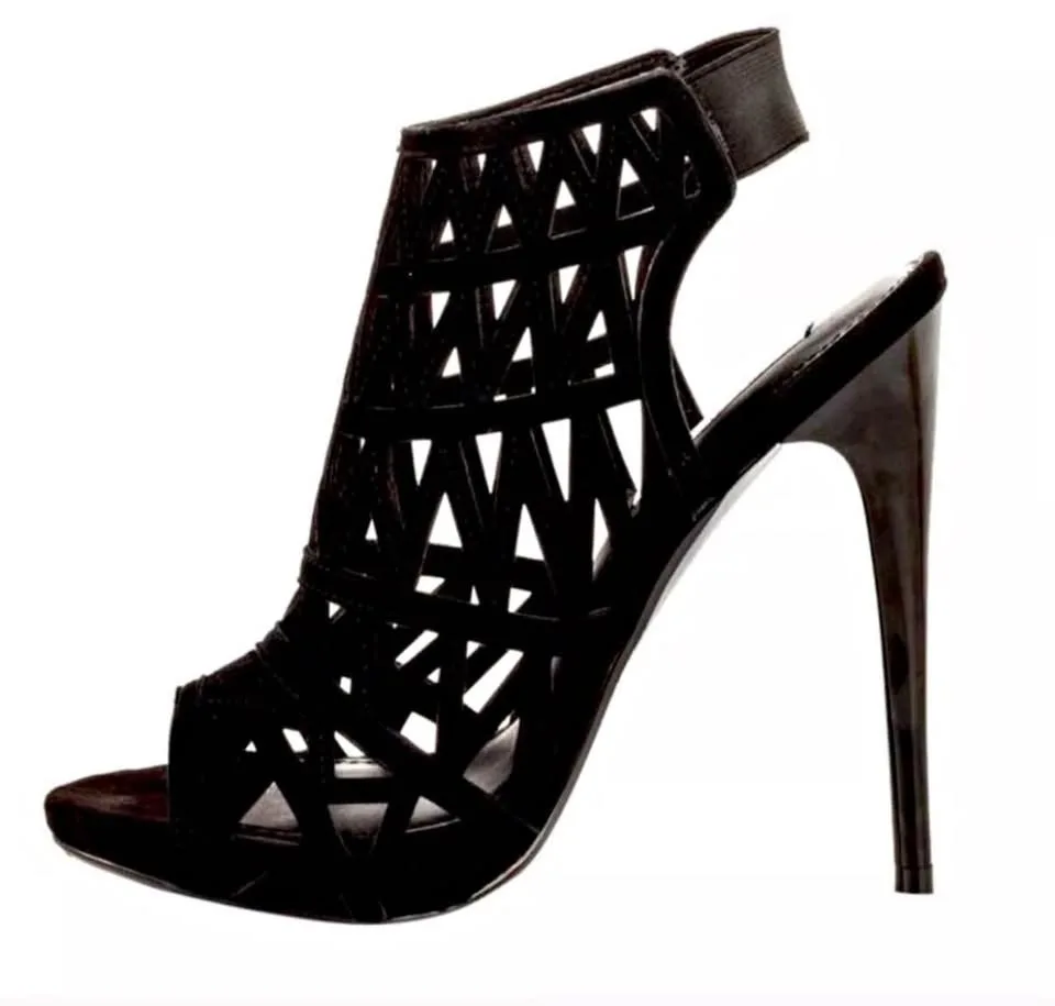 Black Suede heeled sandals