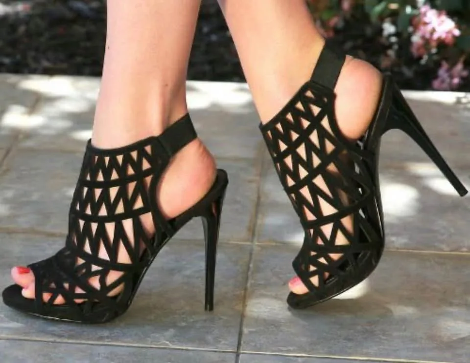 Black Suede heeled sandals image indicator(2)