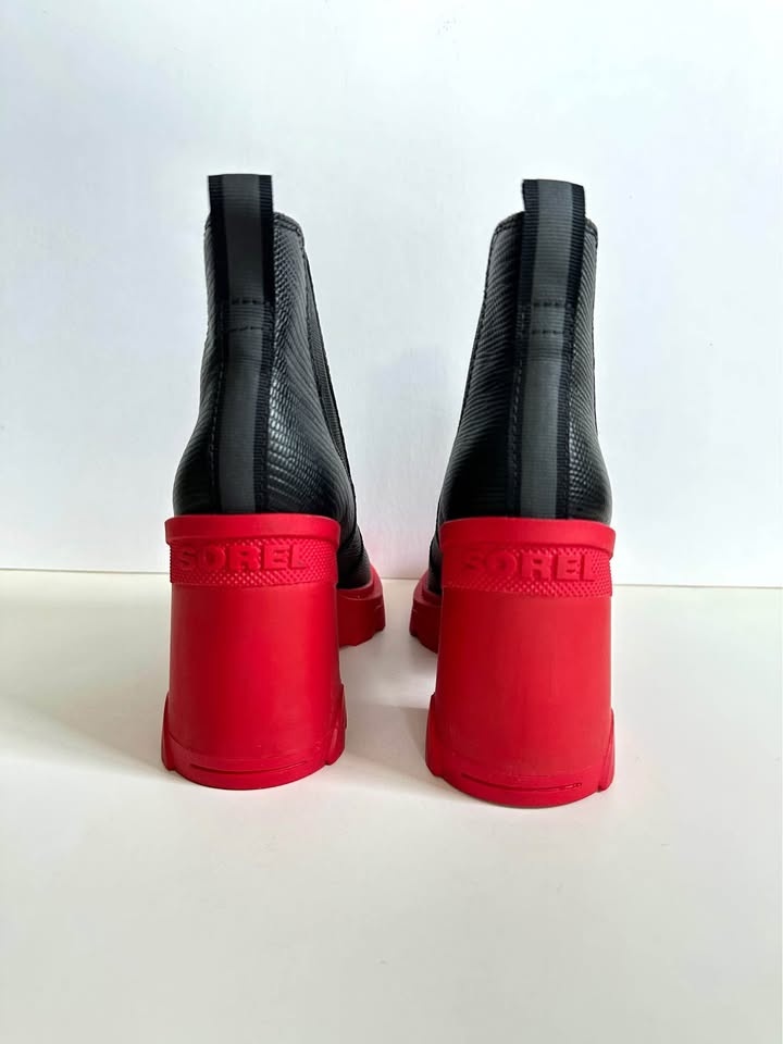 Sorel Black Brex Heel Chelsea Boot With Red Sole Size 37 - photo 3