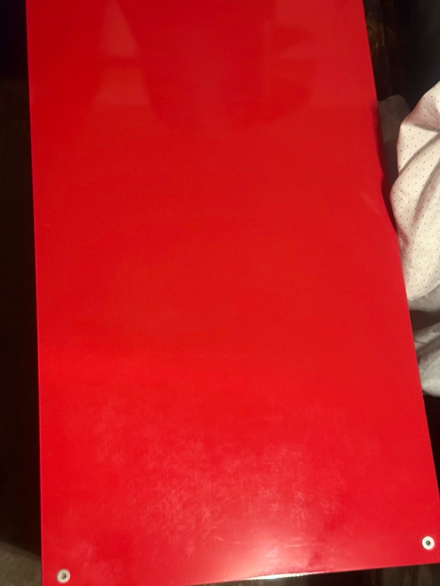 Preowned IKEA Kallax / Expedit Shelf Unit Red White High Gloss - photo 2