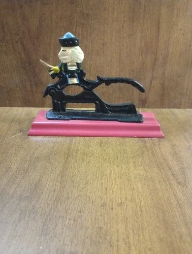 Vintage Cast Iron Nutcracker Lever Style Wood Base