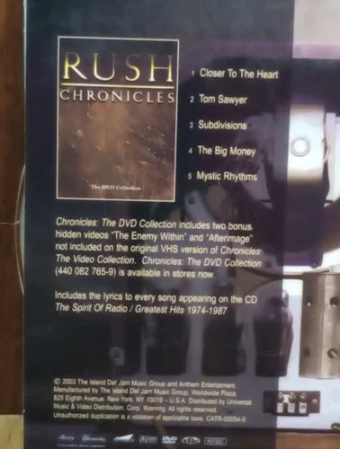 Rush Greatest Hits The Spirit Of Radio Dvd Sampler image indicator(3)