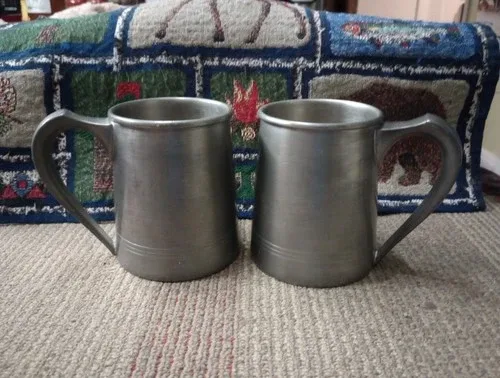 Pewter Beer Mugs. Colonial Pewter. Lot Of 2. Classic Good Looks.