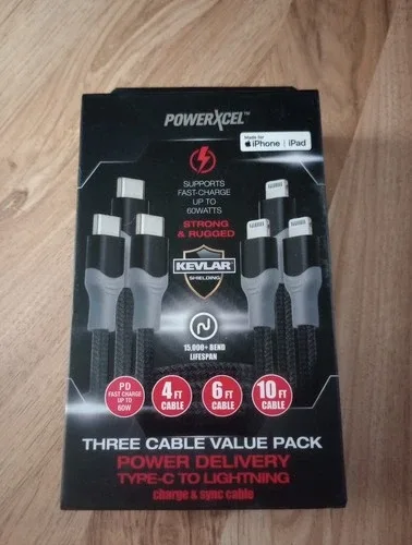 POWERXCEL 3 Cable Value Pack Type C - 4ft 6ft 10 Ft