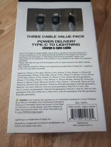 POWERXCEL 3 Cable Value Pack Type C - 4ft 6ft 10 Ft image indicator(4)