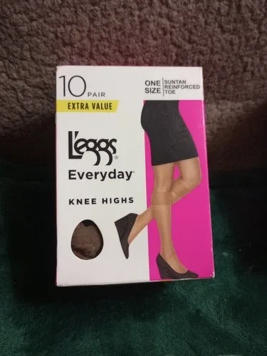 L'eggs Knee Highs SUNTAN Sheer Toe 10 Pair NEW