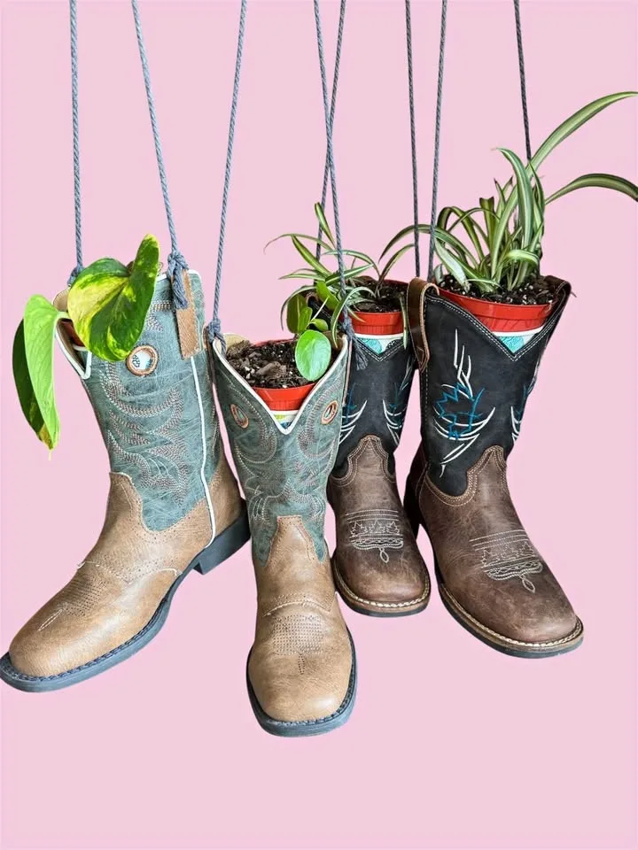 plants in boots