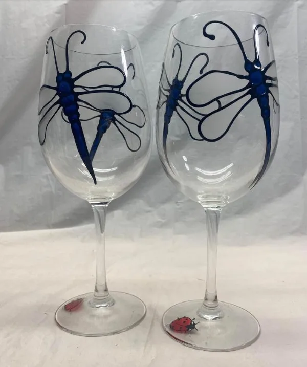 Hand Painted Wine Glass Set