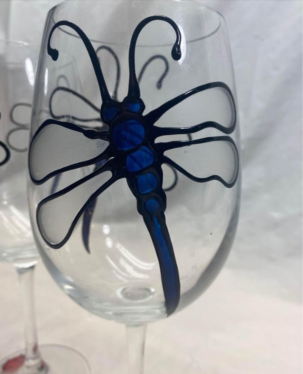 Hand Painted Wine Glass Set - photo 3