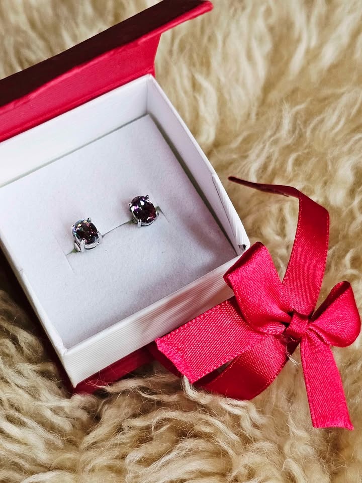 925 Mystic Fire Topaz Sterling Stud Earrings New In Red Gift Box - photo 2