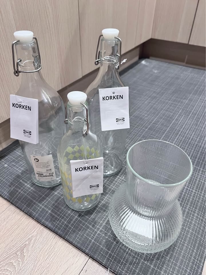 IKEA Glass Bottles + Vase – Brand New - photo 2