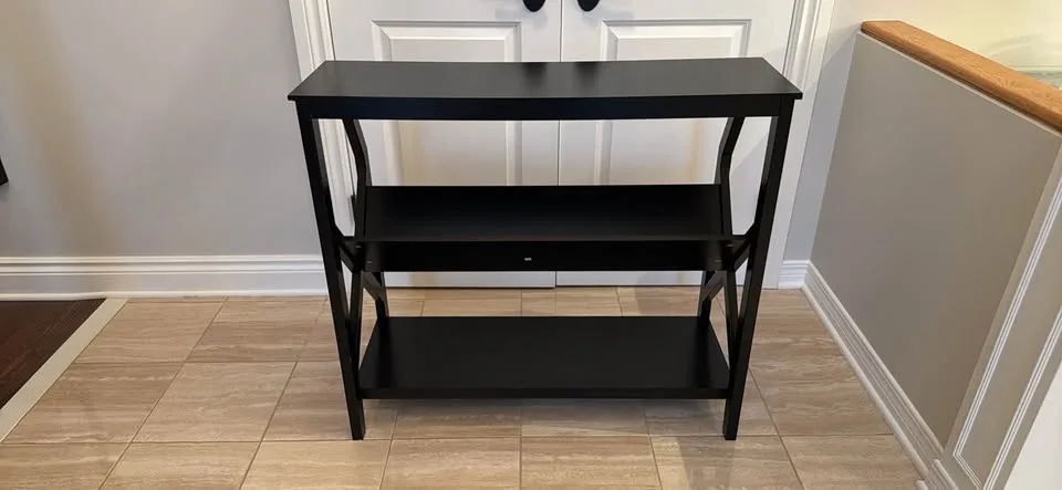 Dark brown console table / bookshelf image indicator(3)