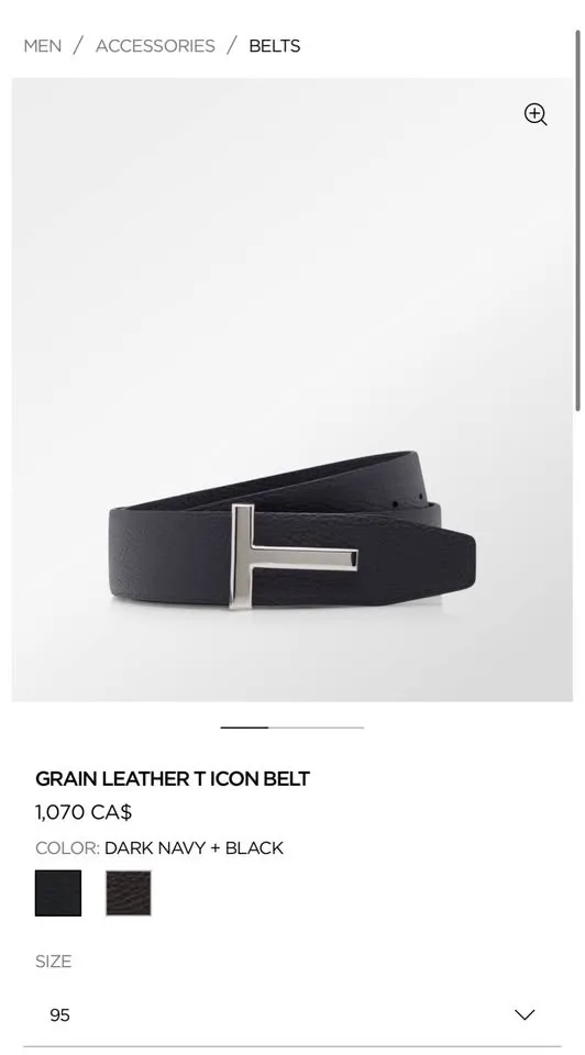 Mens Tom Ford Belt size 95 image indicator(6)