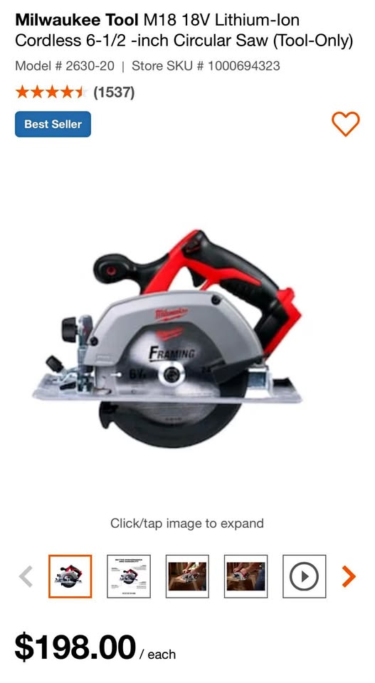 Milwaukee 6-1/2" Cordless Circular Saw (Tool-Only)