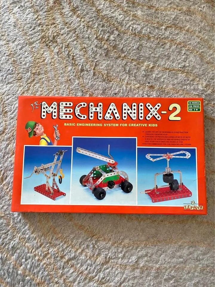New HTF Vintage Mechanix 2 Build Toy Set Kids Metal Builder cran
