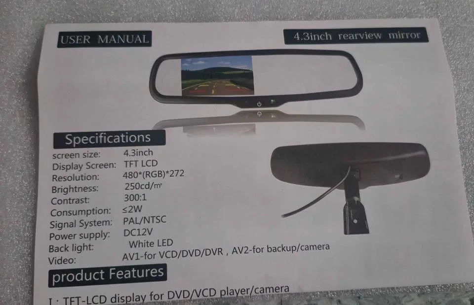 EWAY 4.3" LCD Rearview Mirror Screen image indicator(6)