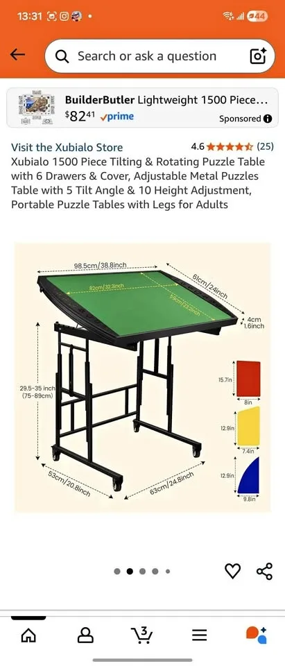 Tilting & Rotating Puzzle Table with 6 Drawers