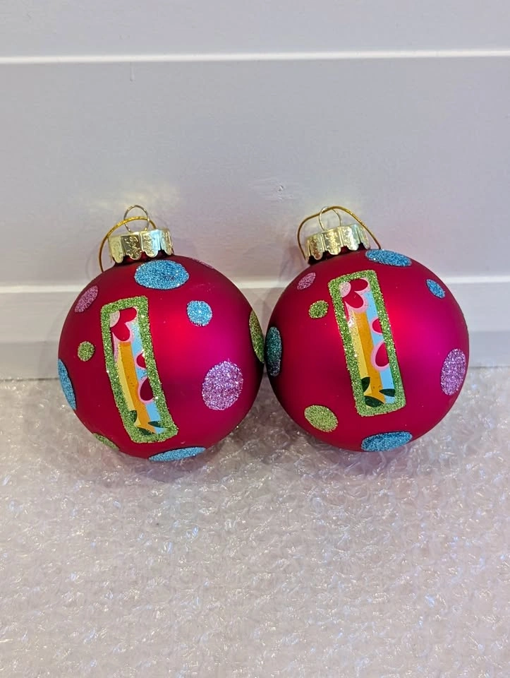 2 Kurts Adler Inc Pink and Sparkly Ornaments