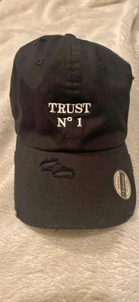 TRUST No.1 Distressed Black Adjustable Dad Hat
