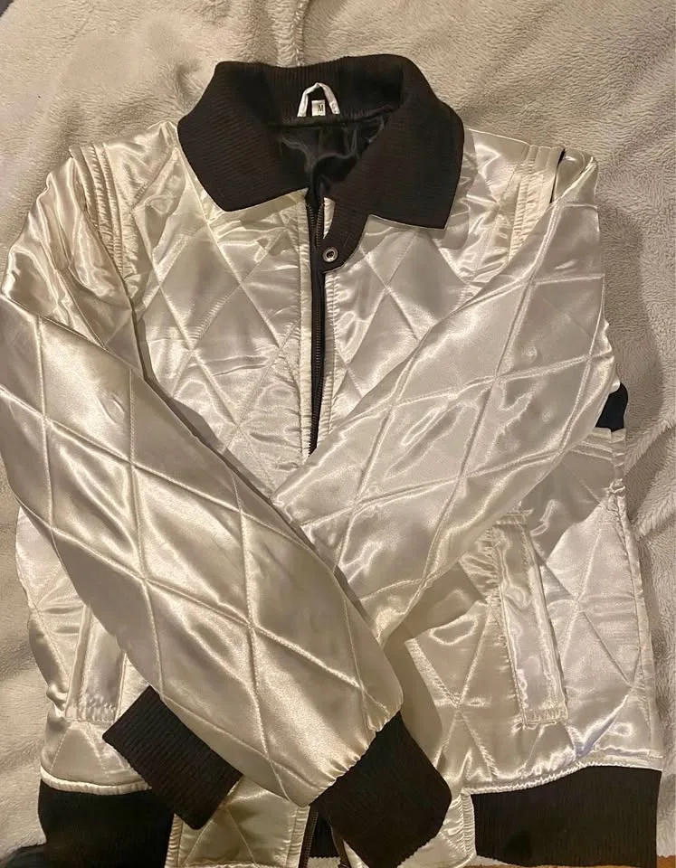 Silver Quilted Scorpion Bomber Jacket (Size M)