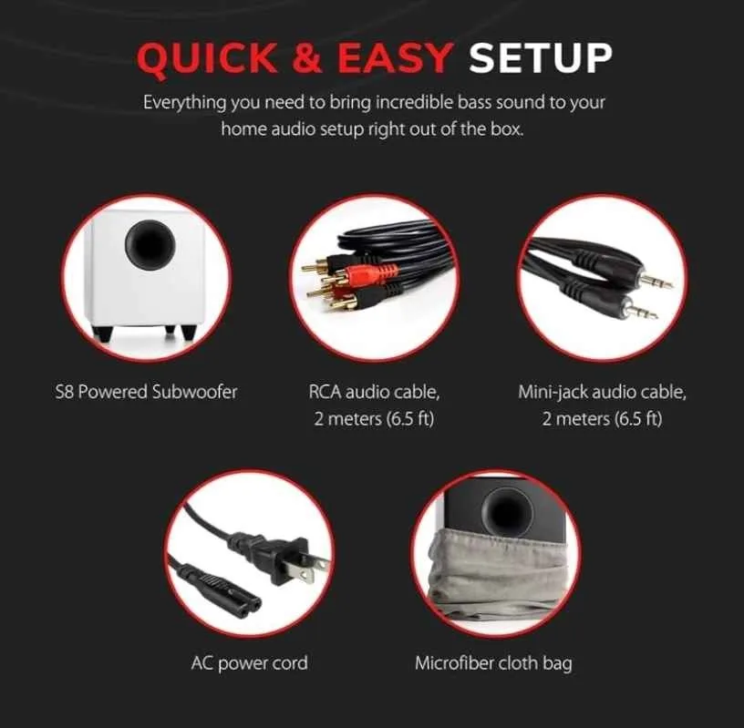 Audioengine S8 Powered Subwoofer - 250W 8-inch Subwoofer image indicator(5)