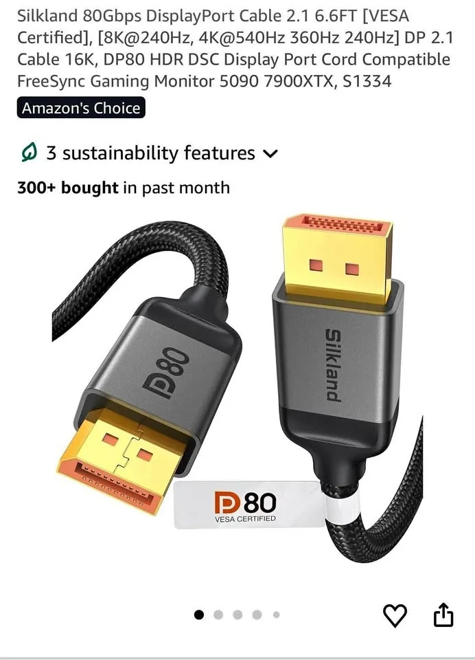 Silkland DisplayPort 2.1 DP80 Cable