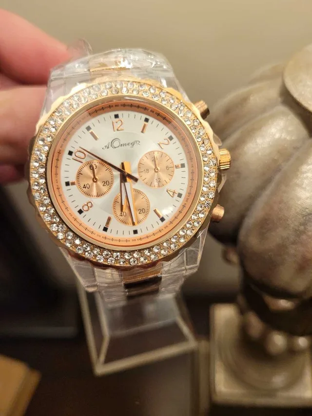 Women's Rose Gold Watch w/ Diamond Crystal Accents