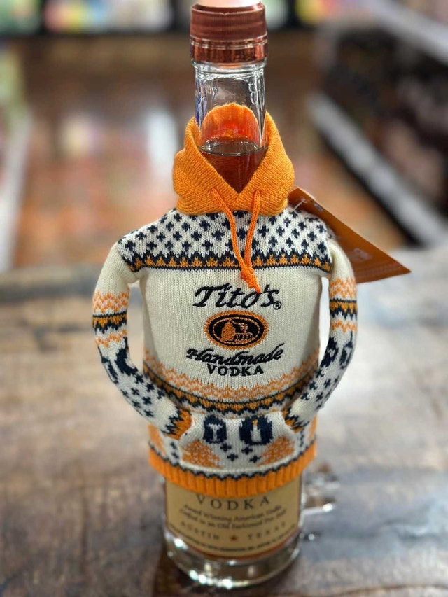 TITO'S For Dog People Holiday Knit Sweater Bottle Cover