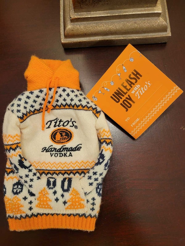 TITO'S For Dog People Holiday Knit Sweater Bottle Cover - photo 2