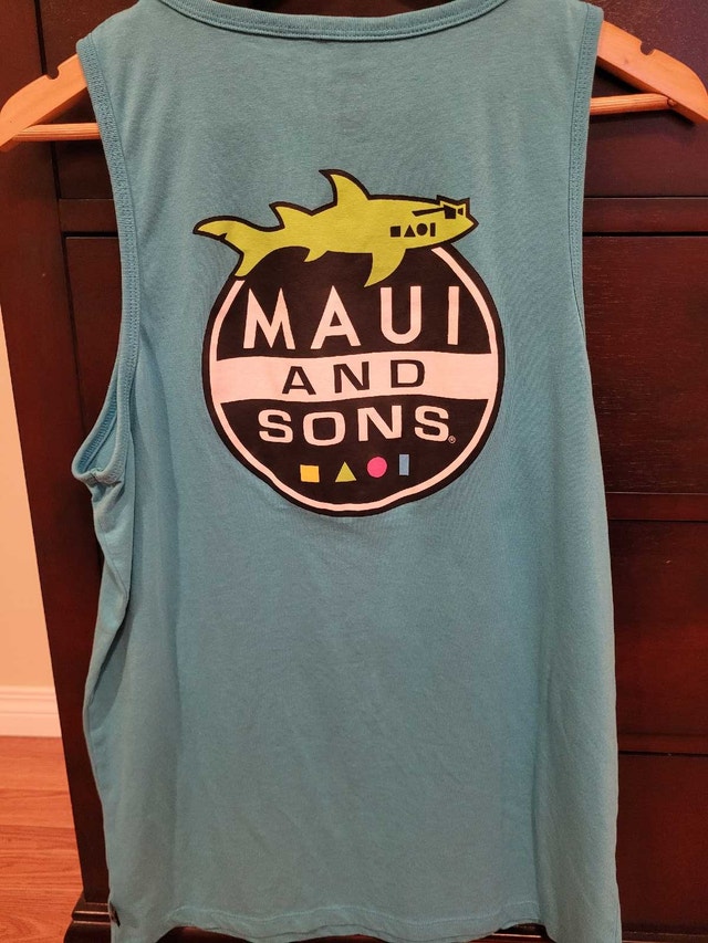 Men's Medium Maui and Sons Teal Graphic Tank Top Shirt - photo 2