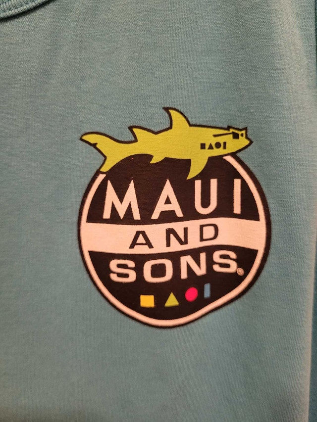 Men's Medium Maui and Sons Teal Graphic Tank Top Shirt - photo 3