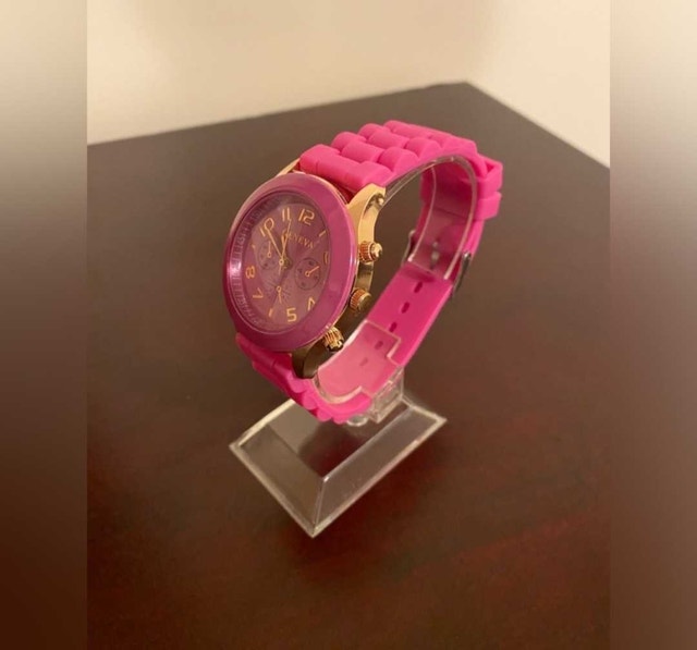 Women's Geneva Pink Silicone Watch - photo 2