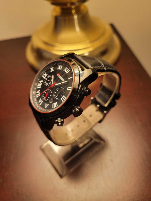 New Men's Curren Black Roman Dial Fashion Watch - photo 3