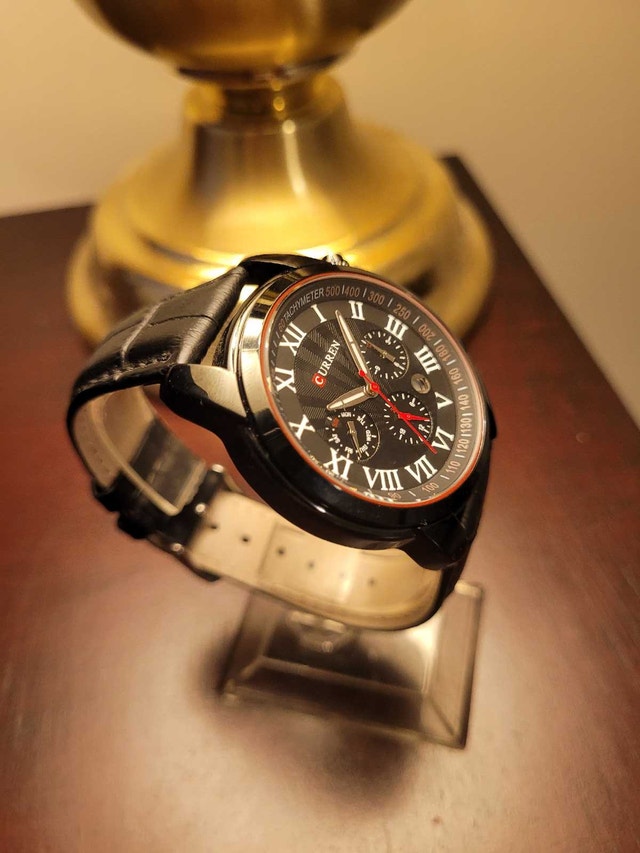 New Men's Curren Black Roman Dial Fashion Watch - photo 4