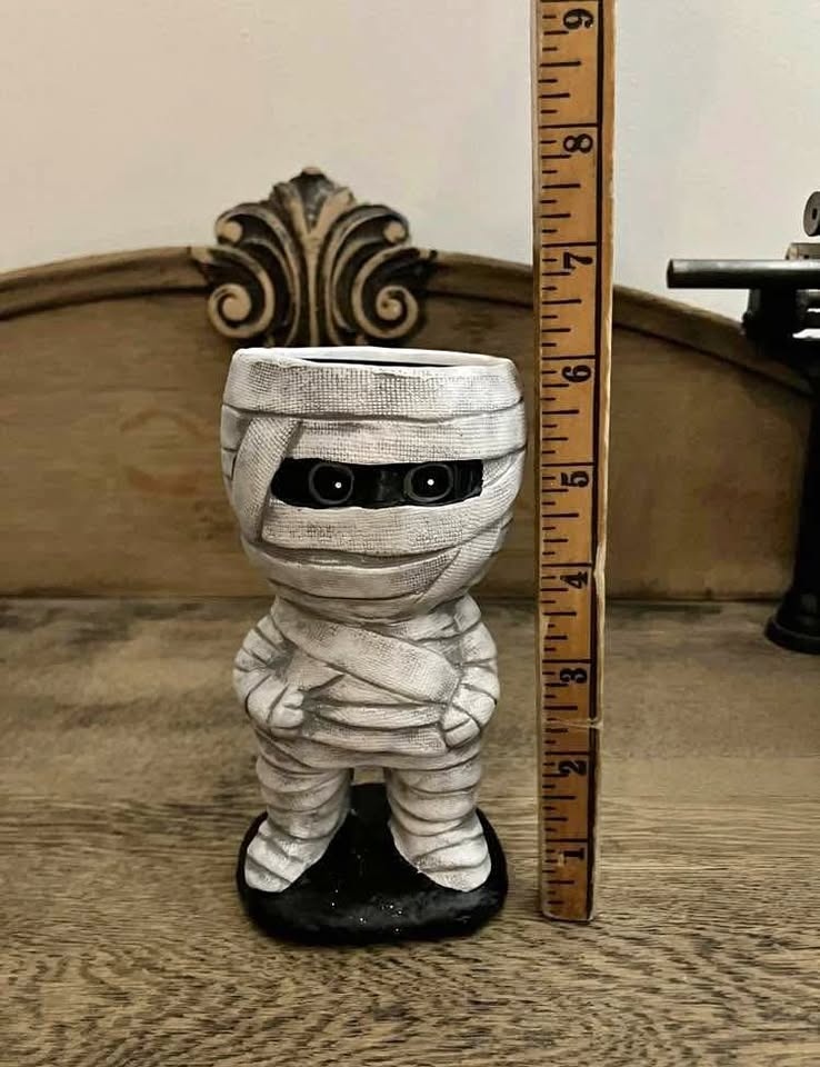 Mummy Halloween 6” Tall figure Candy Bowl Or Planter