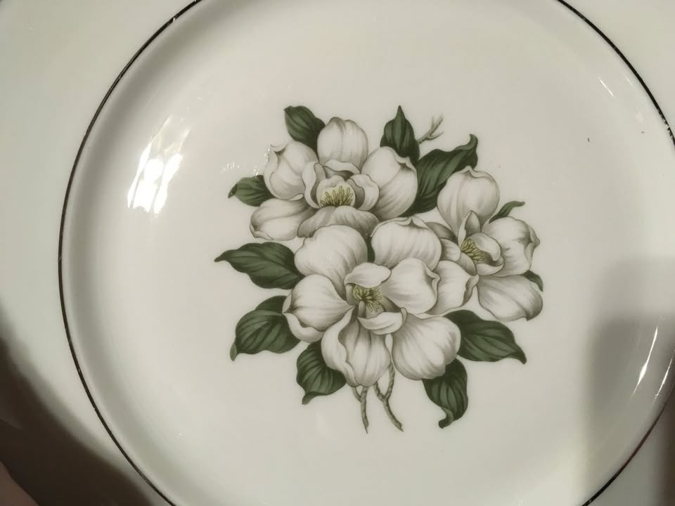 SET OF 4 EMBASSY USA VITRIFIED CHINA WHITE FLOWER PLATE 8" - photo 3