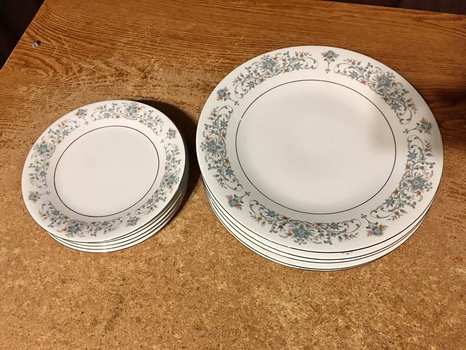 SET OF 10 CHINA PEARL FINE CHINA FLORAL PATTERN PLATE 10.5" 7.5”