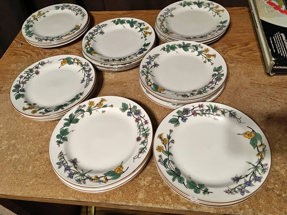SET OF 21 WOODHILL BY CITATION FLORAL PATTERN PLATE 7 5/8"