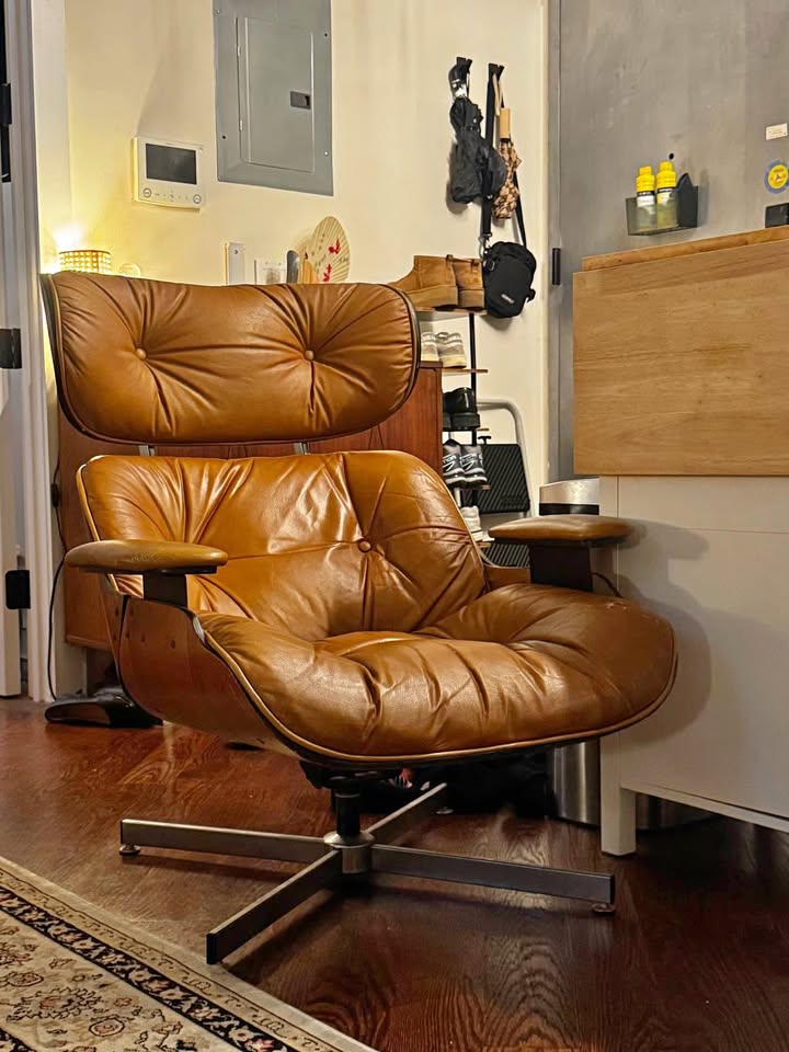 Vintage MCM Lounge Chair - Tan Leather & Walnut
