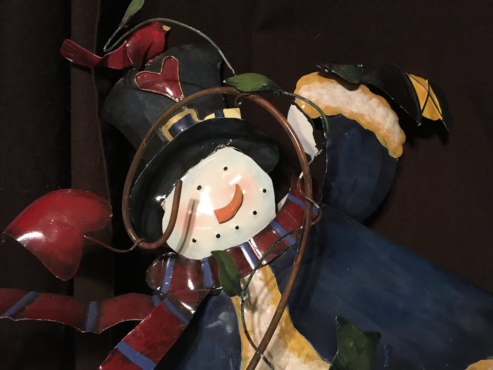 METAL SNOWMAN SCARF TREES GARDEN YARD DECOR FIGURE 28" - photo 2