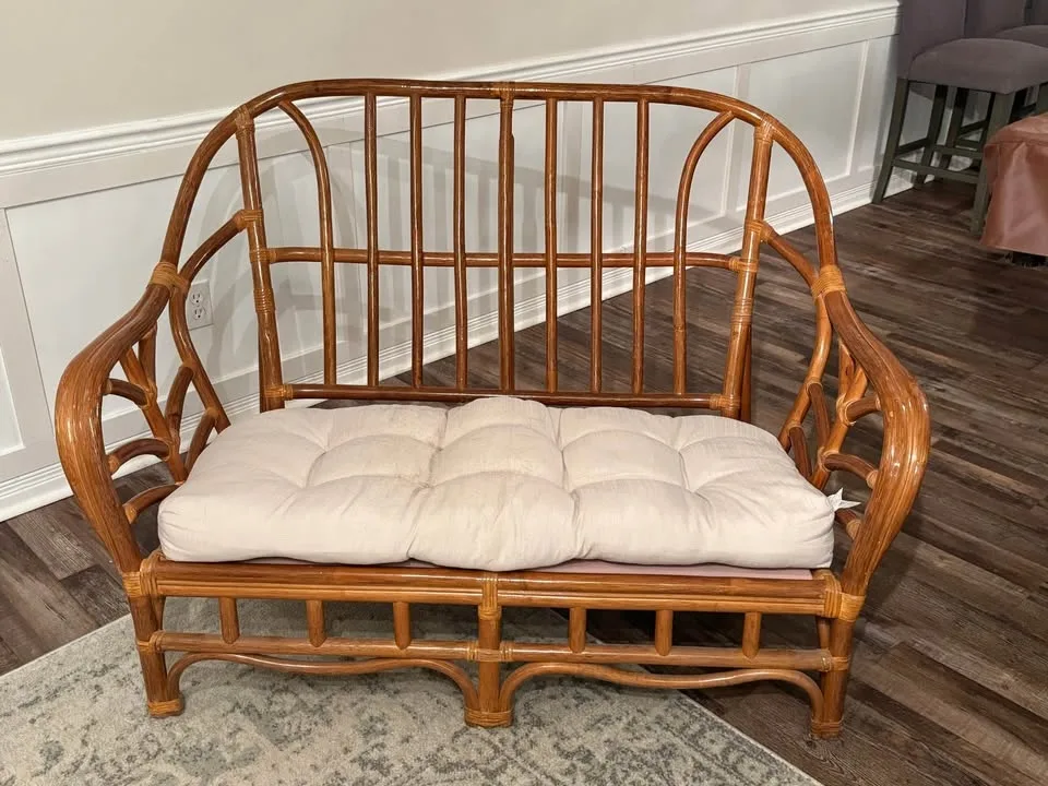 Rattan Love Seat with seat cushion image indicator(2)